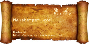 Mansberger Axel névjegykártya